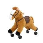 Plush Ride On Horse With Wheels  Ride On Toy To Develop Balance   Coordination F