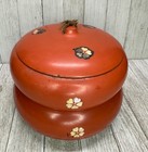 Vtg Japanese Lacquerware Food Storage Container Stacked With Lid 5 5  Tall Rare