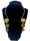 Unique Vintage Artisan-made Gold-washed Brass Necklace Choker Hammered Metal