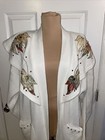 Vintage 1980   s Sweater Duster Winter White Metallic Leaves