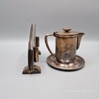 Vtg 1948 Nyc International Silver Co  Silver Soldered Menu Holder And Creamer