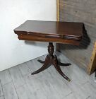 Vintage Brandt Folding Mahogany Game Pedestal Table Claw Feet Duncan Phyfe Style