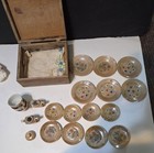 Large Lot Of Vintage 1950 s   Peach Child Tea Set - Made In Japan W  Wood Box