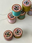 Vintage Wooden Thread Spools Lot Dewhurst Sylko Fast Dye Sewing Textile Colors