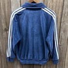 Vintage Usfa Adidas Velour Zip Up Track Jacket Blue White 3 Stripe 80s Men   s Xl