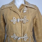 Vtg 70 Vegan Faux Leather Penny Lane Hippy Embroidered Coat Trench Large Collar 