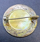    vtg Victorian Silver Floral Brooch English Aesthetic Period Etched Mop   