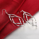 Womens 925 Sterling Solid Silver Twist Spiral Long Drop Dangle Charm Earrings