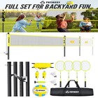 32ft 26ft 20ft Adjustable Volleyball Badminton Combo Set W  Net Poles Volleyball