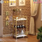 Versatile Mini Bar Cart Serving Kitchen Cart W  Wine Rack Goblet Holders Wheels