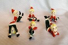 Complete Set Of 6 Vintage Christmas Tumbling Elf Pixie Figurines Japan Excellent