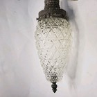 Vtg Mid Century Modern Faceted Clear Glass Hanging Swag Lamp 