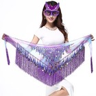 Belly Dance Hip Scarf Tassels Sequins Triangle Wrap Skirt With Coins Belly Da   