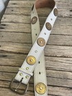 Vintage Retro White Leather Belt Vintage Coins 40   s-60   s Australian Penny