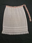 Vintage German Dirndl White Apron With Edelweiss Embroidery   Lace  Oktoberfest