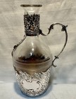 Antigue German 800 Silver Crescent   Crown Claret Jug Cut Glass Rococo C 1890