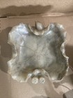 Medium Carved Soapstone Chinese Lotus Leaf Brush Dish bowl W stand
