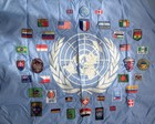 United Nations Flag With 37 National Unit Patches Former Yugoslavia  Scarce