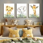 Safari Nursery Wall Art Baby Animal Canvas Prints Girl Boy Room Decor
