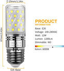 E26 Led Corn Bulbs  12w  6000k Daylight White  1200lm  Edison Screw Base  100w I