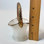Le Sueur Mn Minnesota  Antique Souvenir Depression Milk Glass Trinket Basket