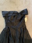 Black Satin Off Shoulder Ballgown Dress L Bow Accent Formal Gown
