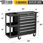 Rolling Tool Chest Tool Box With 7 Drawers   Wheels   Drawer Liners For Garage