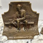 Abraham Lincoln Seated Soldid Bronze Bookends  4inches Tall 5 1 4 Inches
