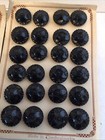 2 Cards new Old Stock czechoslovakian Made Black Glass Buttons 48 Total