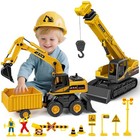 3-in-1 Kids Construction Toys Set - Excavator  Crane   Dump Trucks For Boys