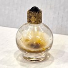 Vtg Czech Perfume Bottle Ornate Goldtone Filigree Blk crimson Jewel Cap W dauber