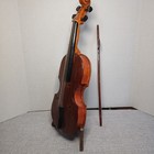 Wooden Mini Violin Double Bass Figurine W  Bow   Stand Decoration Only  11  