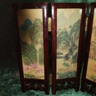 Vintage Chinese Tabletop 4 Panel Screen Double Sided Hand Painted 6 