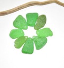 Gneuine Drilled Sea Glass Beads Real Large Green Beach Glass Pendants 30-37mm