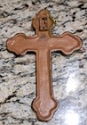 Vtg Wall Cross Cast Iron Heavy W sealed Antiqued Finish   Hanging Ring 8-1 2 