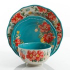 12-piece-the Pioneer Woman Vintage Floral Dinnerware Set  Teal