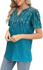 Short Sleeve Womens Casual Shirt Loose Fit V Neck Summer Top Soft Breathable