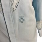 Vtg Iolani Beau Tiki Blue Hawaiian Wedding Shirt Aloha 100  Polyester Lace