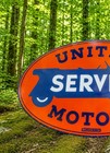 Old Rare United Service Motors Heavy Porcelain Enamel Sign 48x30 Inch 
