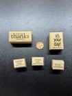Stampin Up Rubber Stamp Lot 6 Sentiment Words Thanks Hello Hugs Card Making 2002
