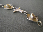 Southwestern Sterlin Silver Cast Cowboy Hats Boots Spurs Panel Link Bracelet 7  