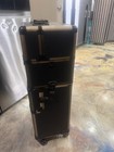 Black Gold Metal Rolling Trolley Makeup Case With Handle Lock And Tiered Design