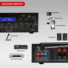 Pyle Wireless Bluetooth Power Amplifier - 200 Watt Audio Stereo Receiver W  Usb 