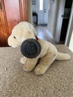 Fao Schwarz Dog Plush Golden Retriever yellow Lab Puppy Stuffed 10    Red Collar