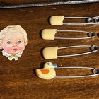 Vintage 2 Yellow Duck Diaper Safety Pins Made In Japan   6 Yellow Matching Pins