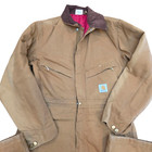 Vintage Carhartt Quilt Lined Duck Coveralls Hood Sz 40 Regular X01 Brn Usa