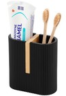 Black Bamboo Toothbrush Stand For Bathroom Sink Counter Toothpaste Brushing  New