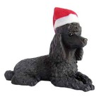 Sandicast Black Poodle With Santa Hat Christmas Ornament     Hand Cast   Painted