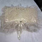 Vintage Boudoir Pillow Pair Ribbonwork Roses Lace Crochet Victorian Style