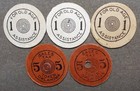 E197 5-oklahoma Tax Tokens  Different Colors  Punches  Errors  Etc  Lot Of Five